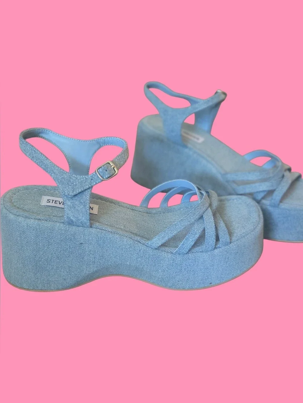 Steve Madden Denim Blue Platform Sandals